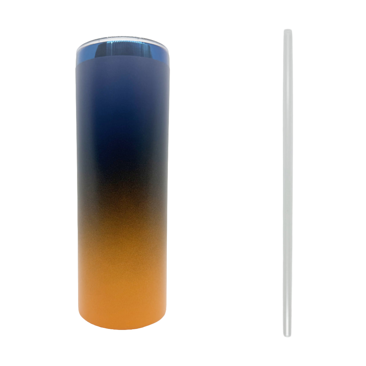 Orange Ombre Blue Plated 20oz Skinny Tumbler