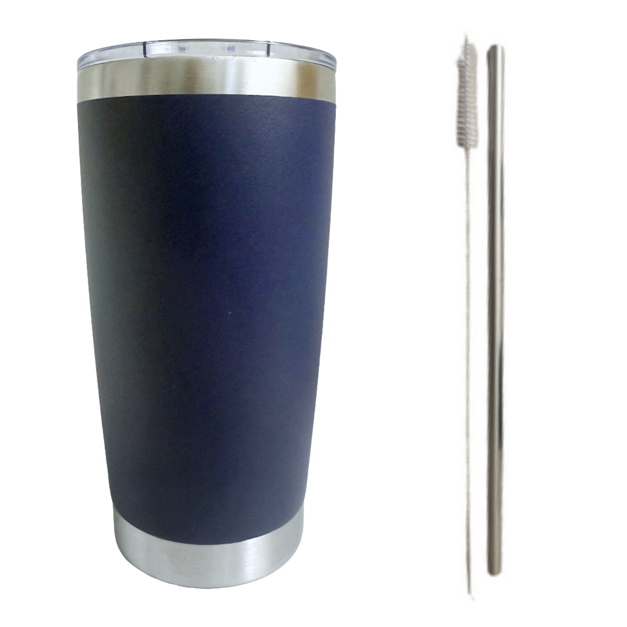 Navy Blue Silver Plated 20oz Tumbler