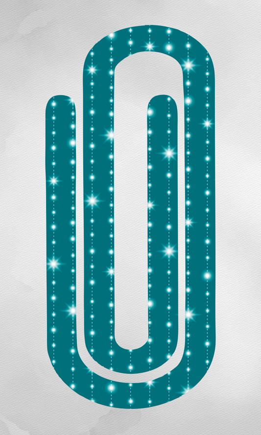 Teal w/ White Stars Jumbo Acrylic Paperclip