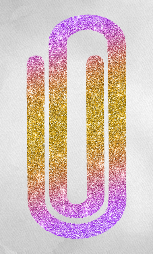 Purple/Gold Glitter Acrylic Paperclip