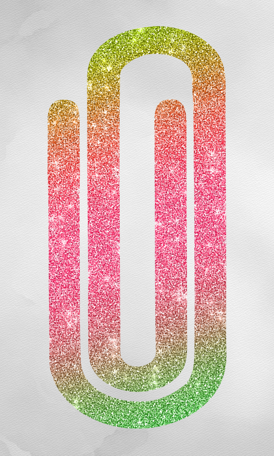 Pink/Green/Yellow Glitter Acrylic Paperclip