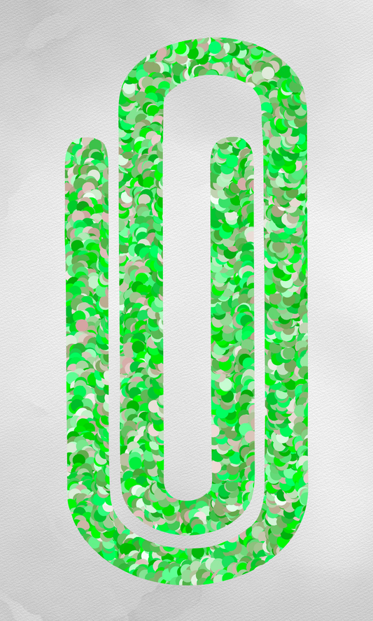 Green Glitter Acrylic Paperclip