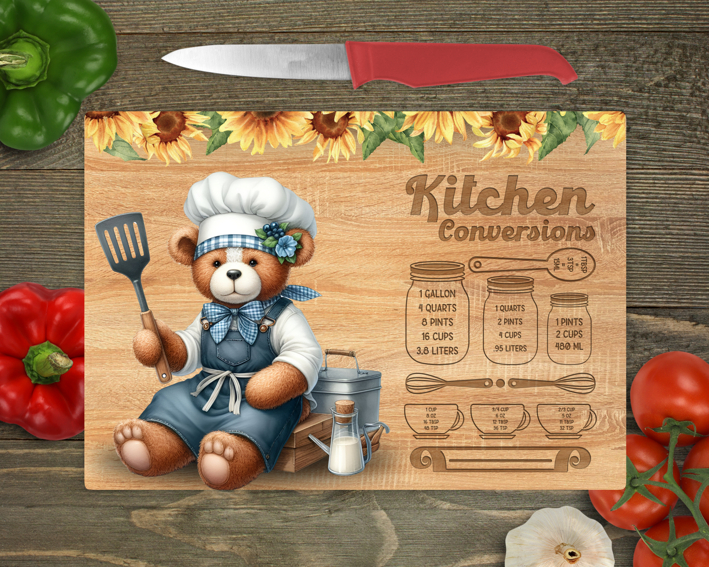 Kitchen Conversions with Animals Rectangle Glass Cutting Board