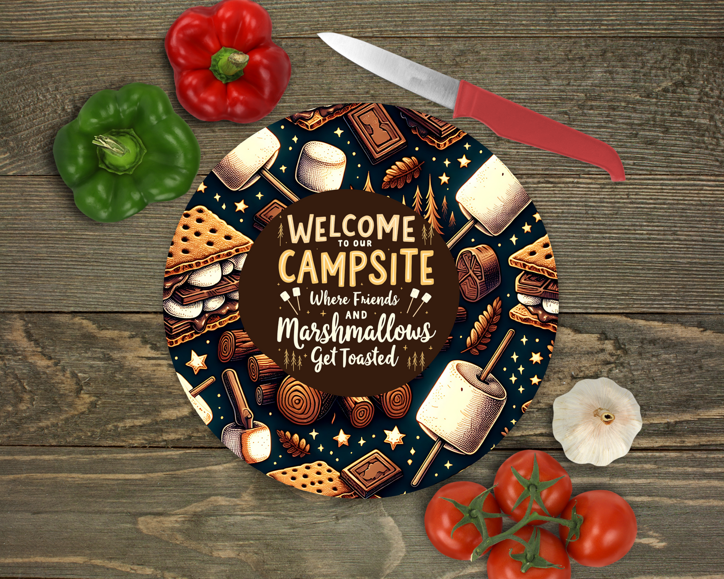Welcome to Campsite Glass Cutting Board