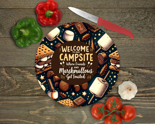 Welcome to Campsite Glass Cutting Board