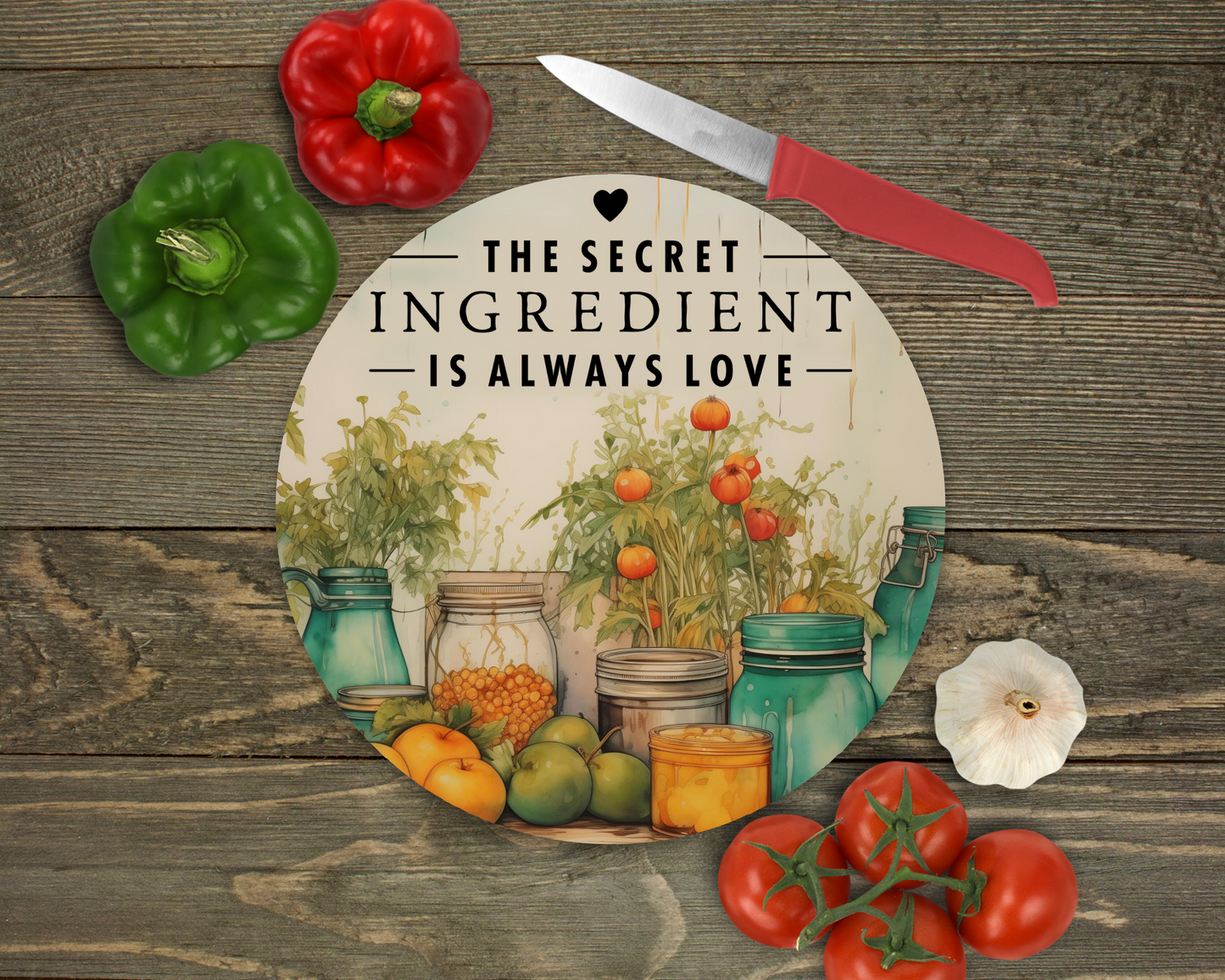 Secret Ingredient is Always Love Glass Cutting Board
