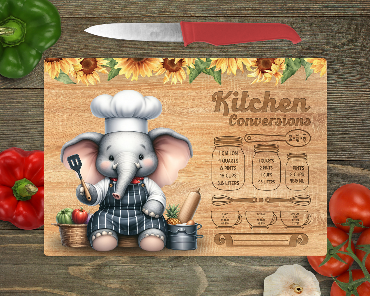 Kitchen Conversions with Animals Rectangle Glass Cutting Board