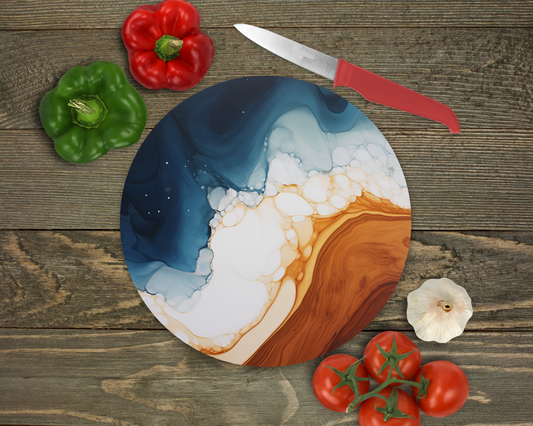 Blue & White Resin Looking Glass Cutting Board