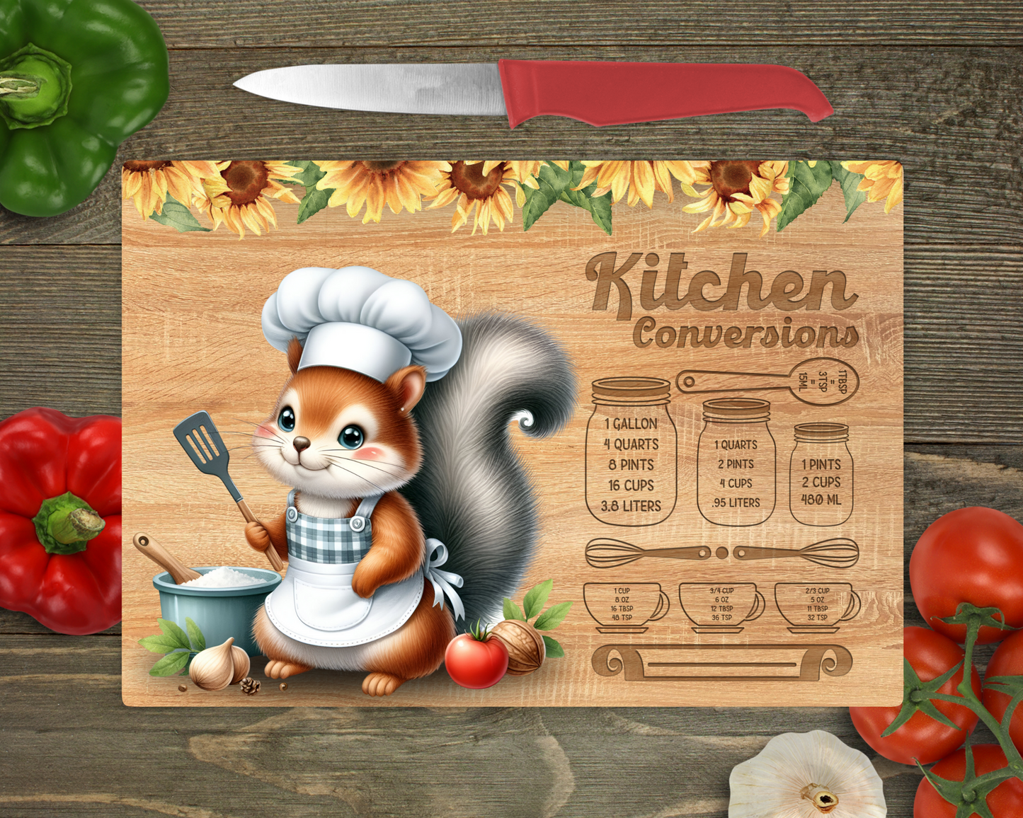Kitchen Conversions with Animals Rectangle Glass Cutting Board