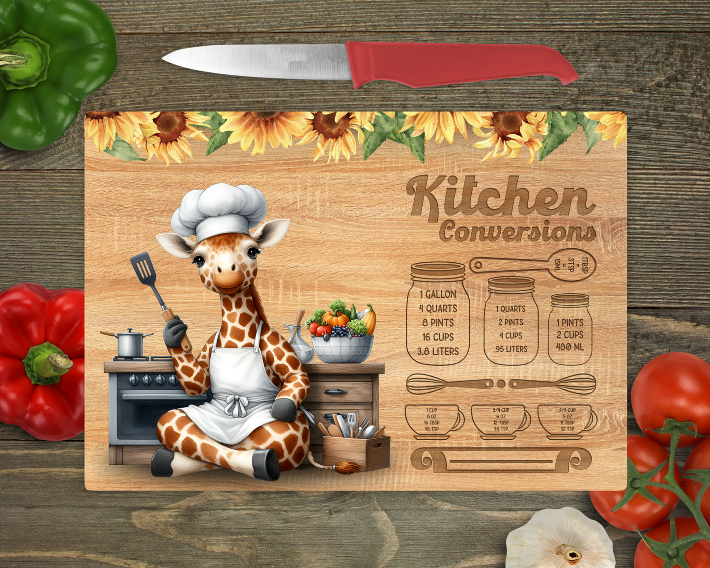 Kitchen Conversions with Animals Rectangle Glass Cutting Board