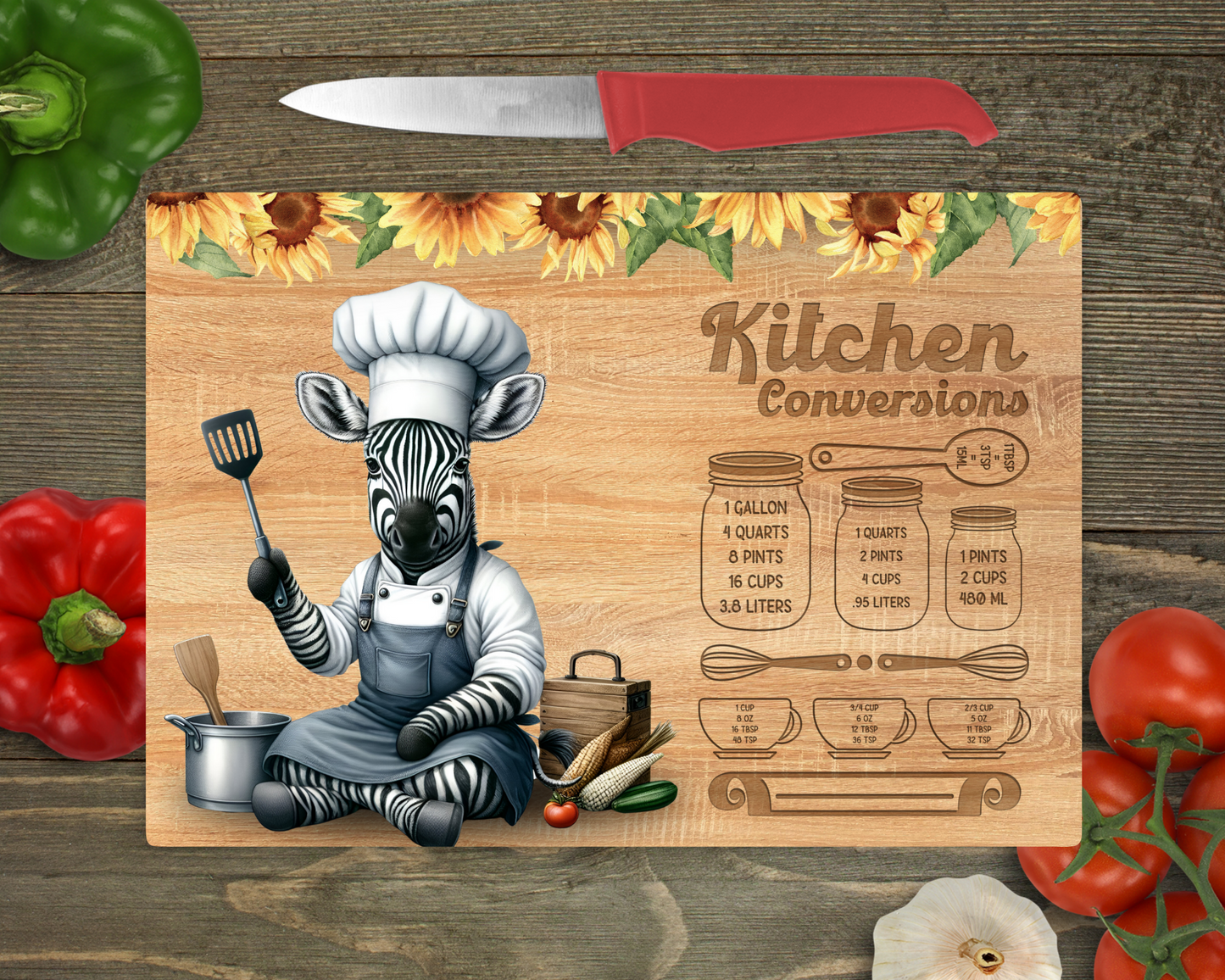 Kitchen Conversions with Animals Rectangle Glass Cutting Board