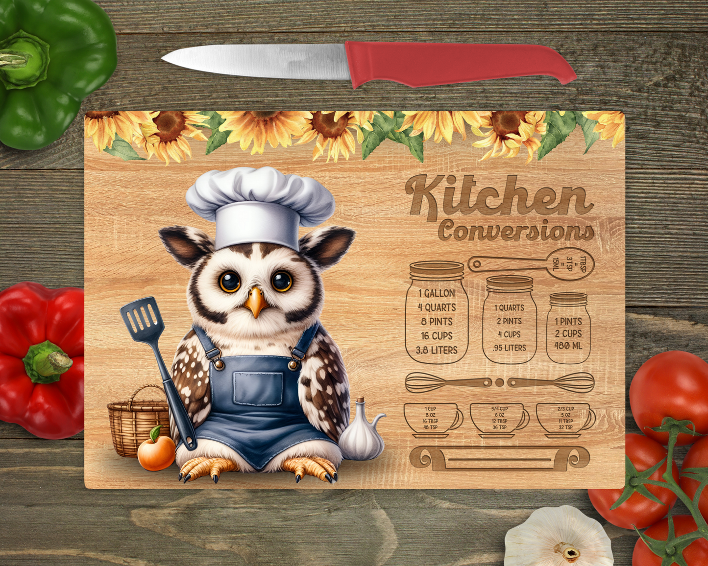 Kitchen Conversions with Animals Rectangle Glass Cutting Board