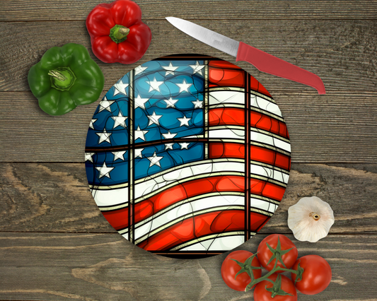 American Flag Glass Cutting Board