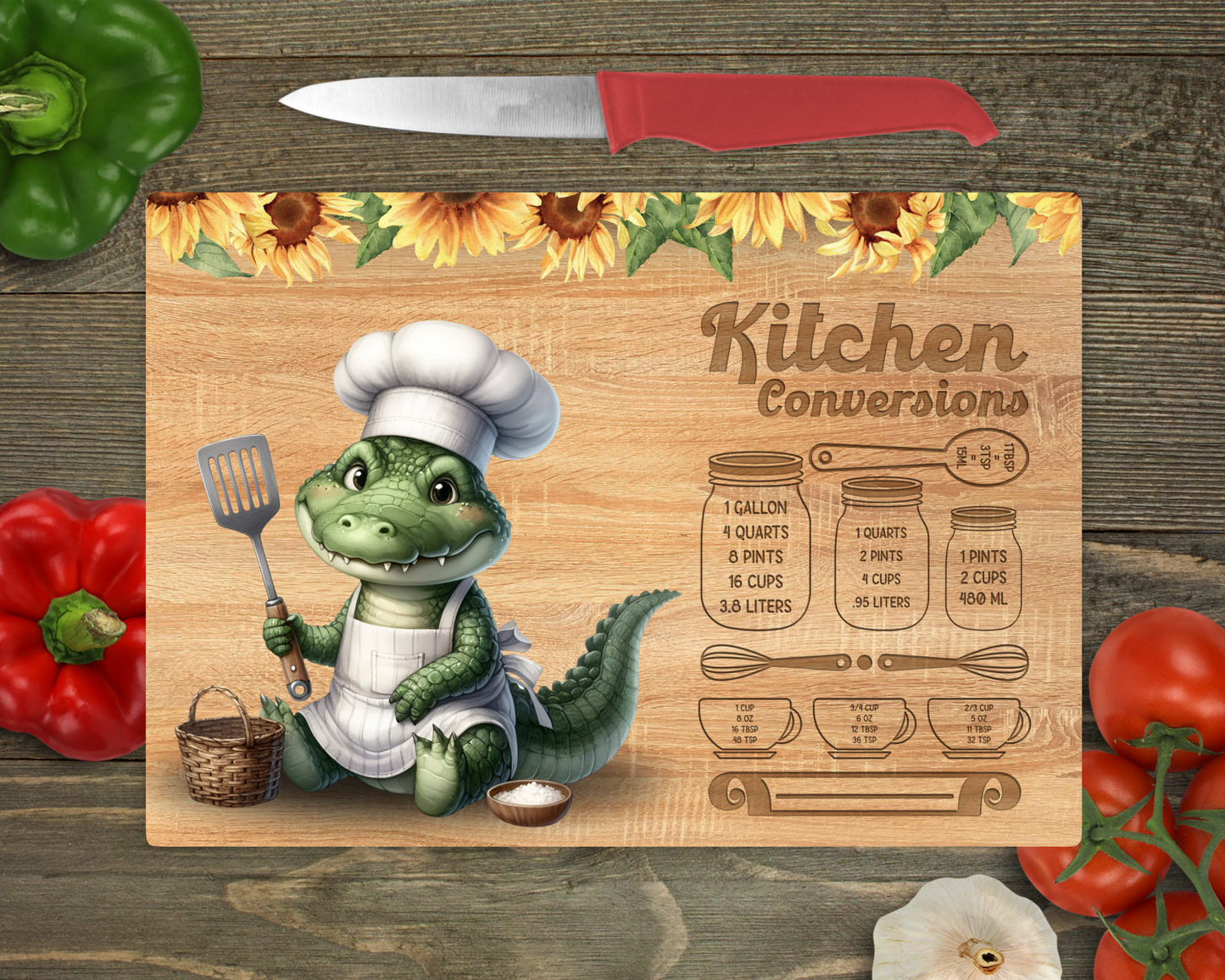 Kitchen Conversions with Animals Rectangle Glass Cutting Board