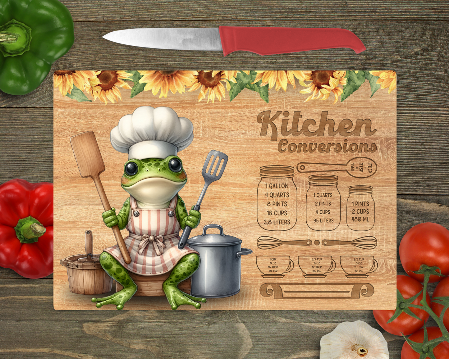 Kitchen Conversions with Animals Rectangle Glass Cutting Board