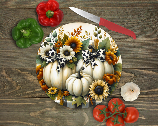 Fall Pumpkins Glass Cutting Board - 2