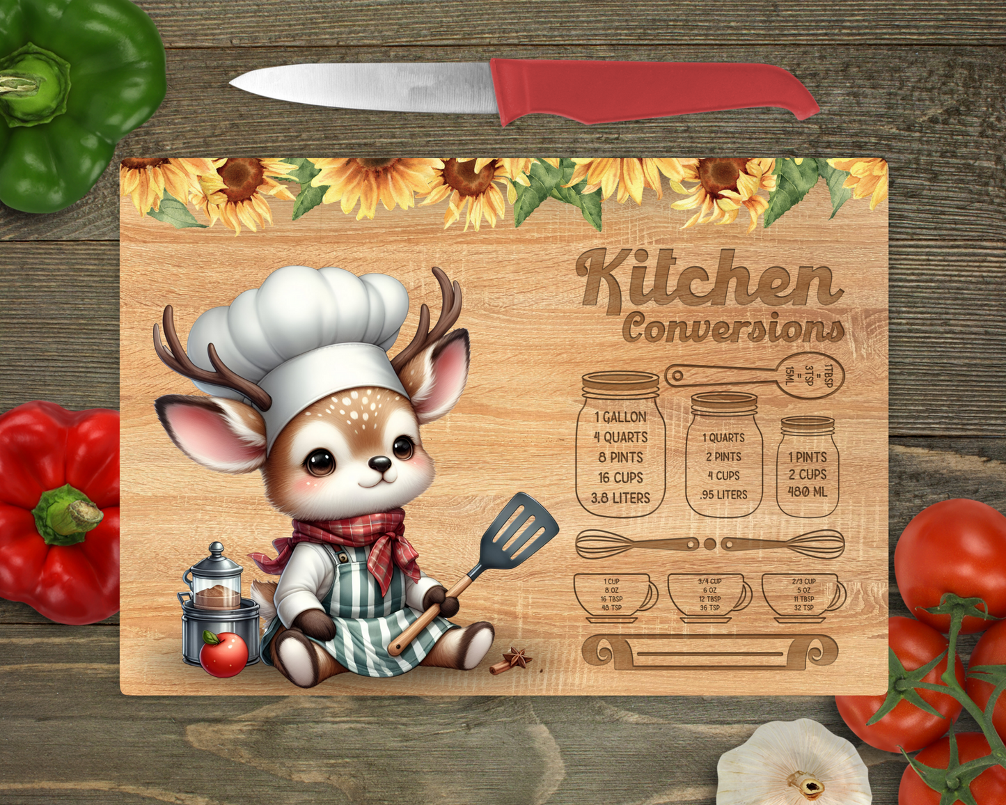 Kitchen Conversions with Animals Rectangle Glass Cutting Board