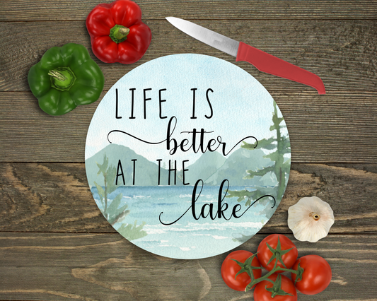 Life is Better at the Lake Glass Cutting Board