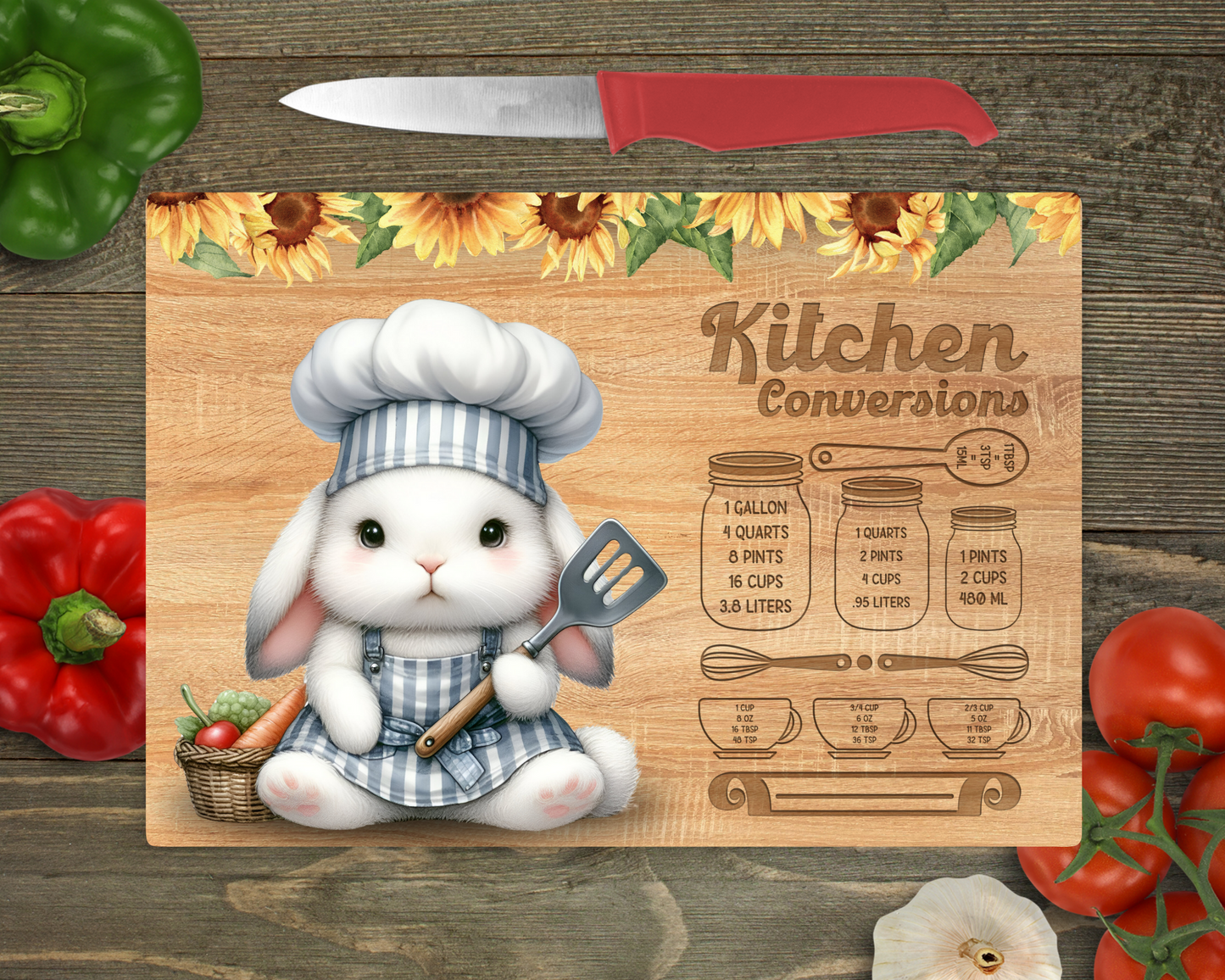 Kitchen Conversions with Animals Rectangle Glass Cutting Board