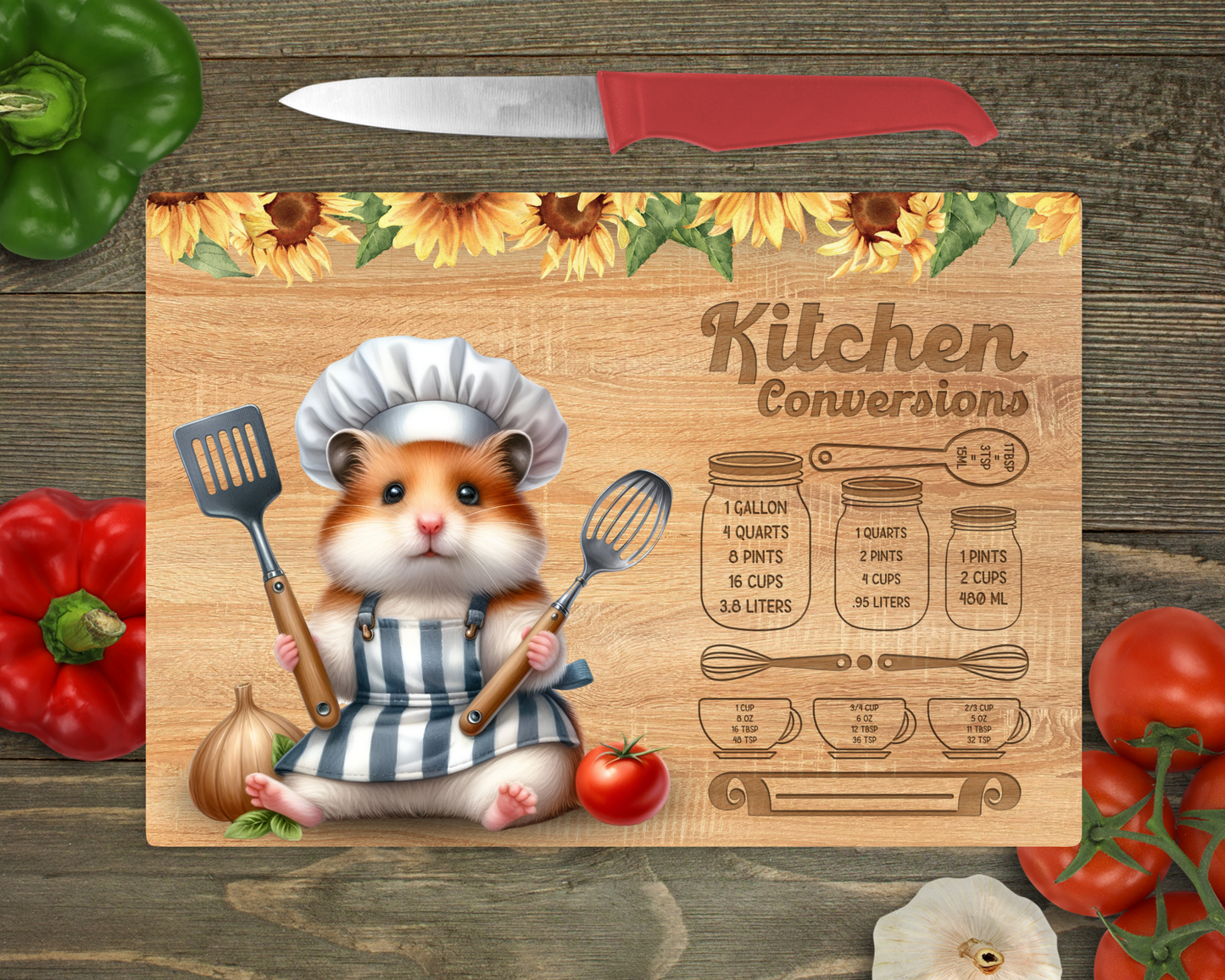 Kitchen Conversions with Animals Rectangle Glass Cutting Board