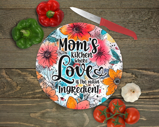 Mom's Love Glass Cutting Board