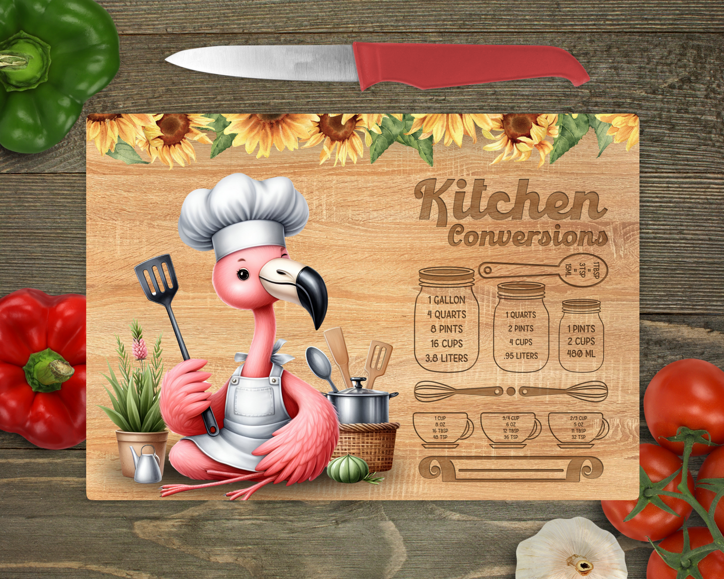 Kitchen Conversions with Animals Rectangle Glass Cutting Board