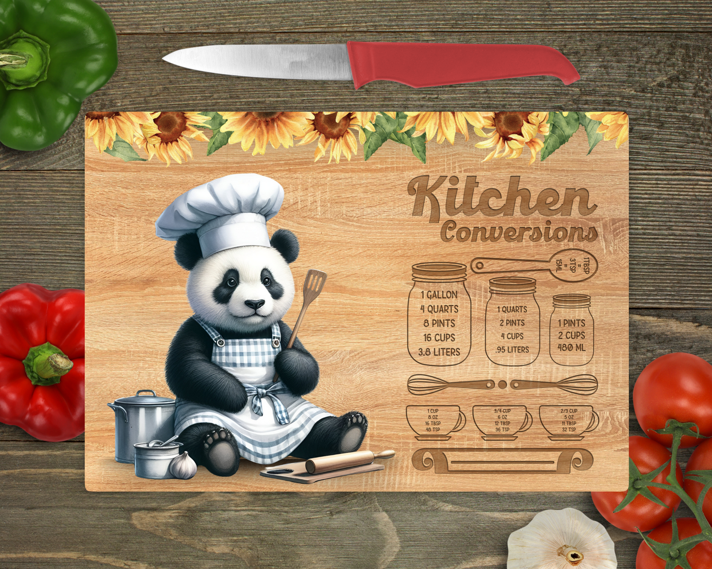 Kitchen Conversions with Animals Rectangle Glass Cutting Board