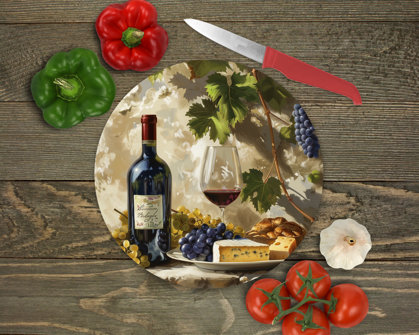 Wine Glass & Bottle Glass Cutting Board