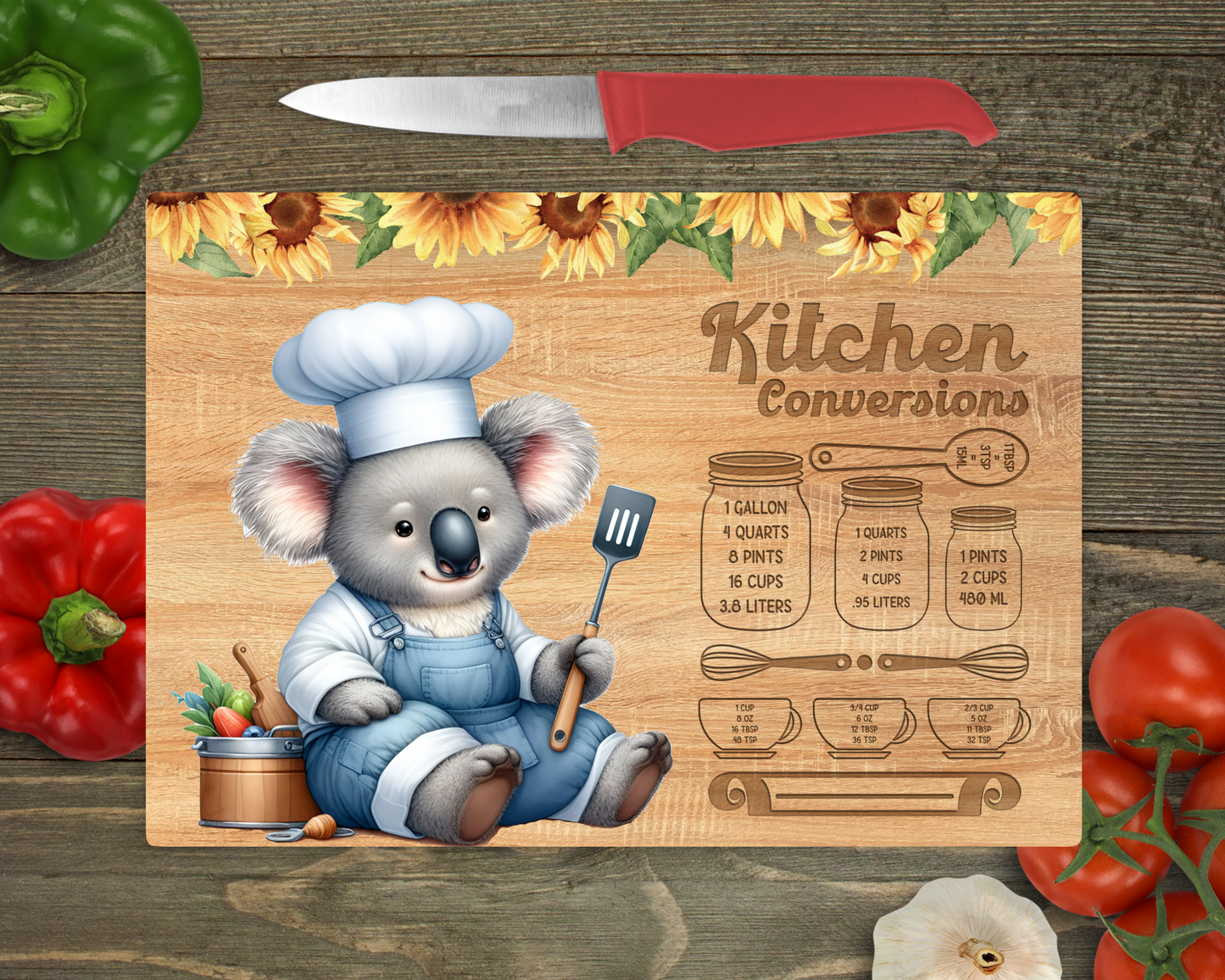 Kitchen Conversions with Animals Rectangle Glass Cutting Board