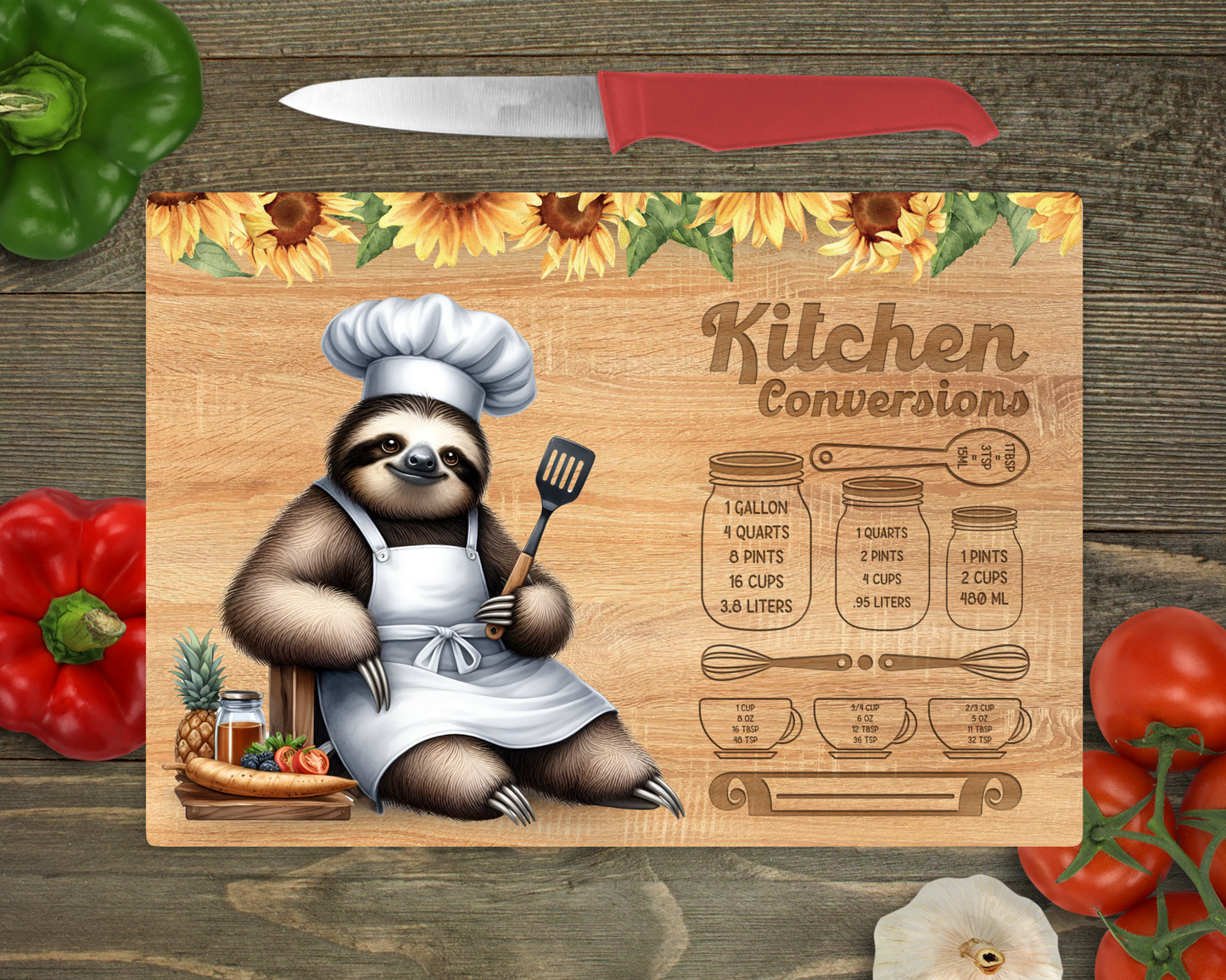 Kitchen Conversions with Animals Rectangle Glass Cutting Board