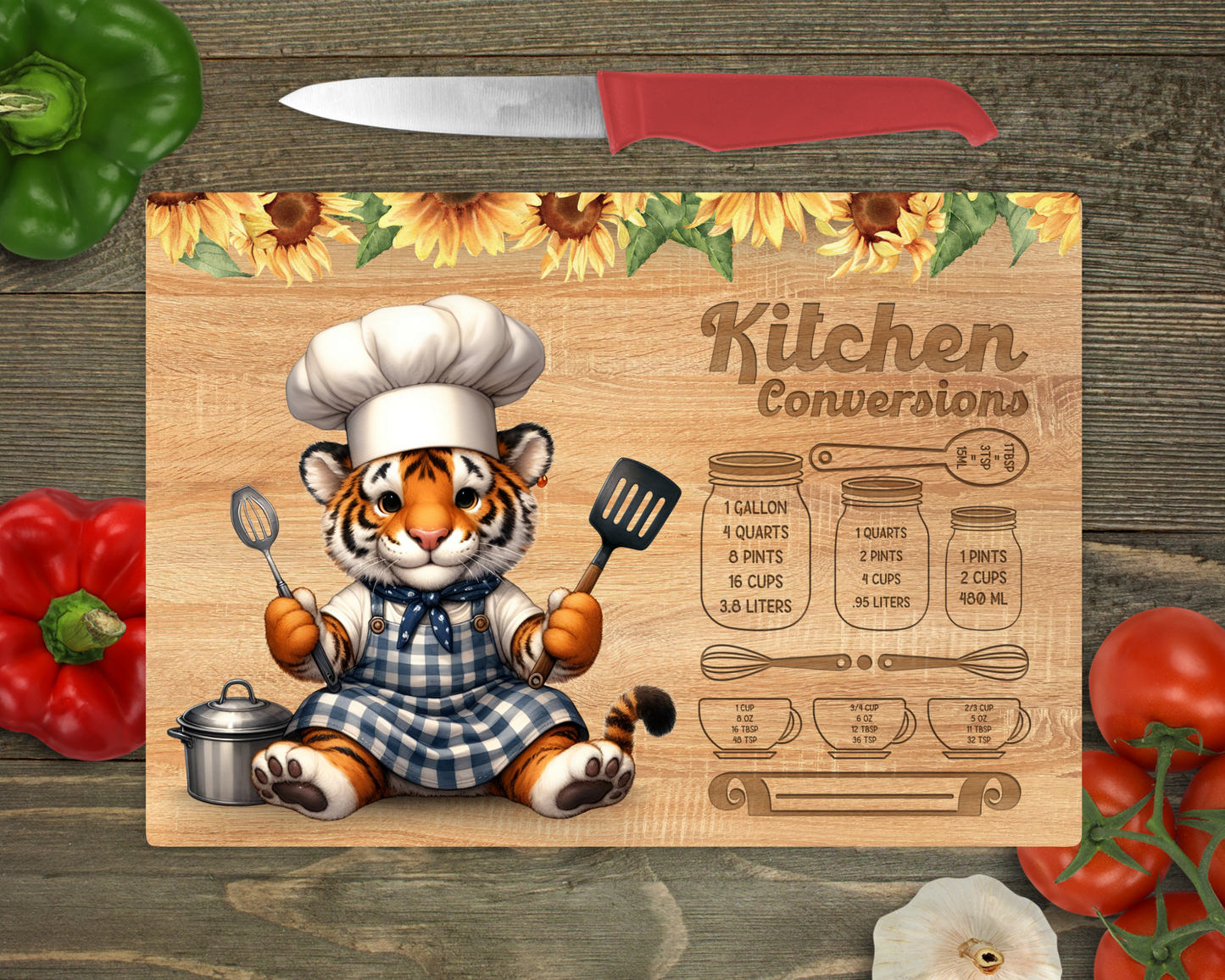 Kitchen Conversions with Animals Rectangle Glass Cutting Board