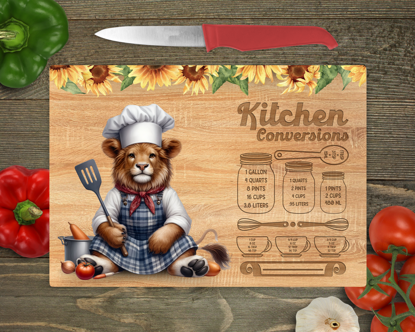 Kitchen Conversions with Animals Rectangle Glass Cutting Board