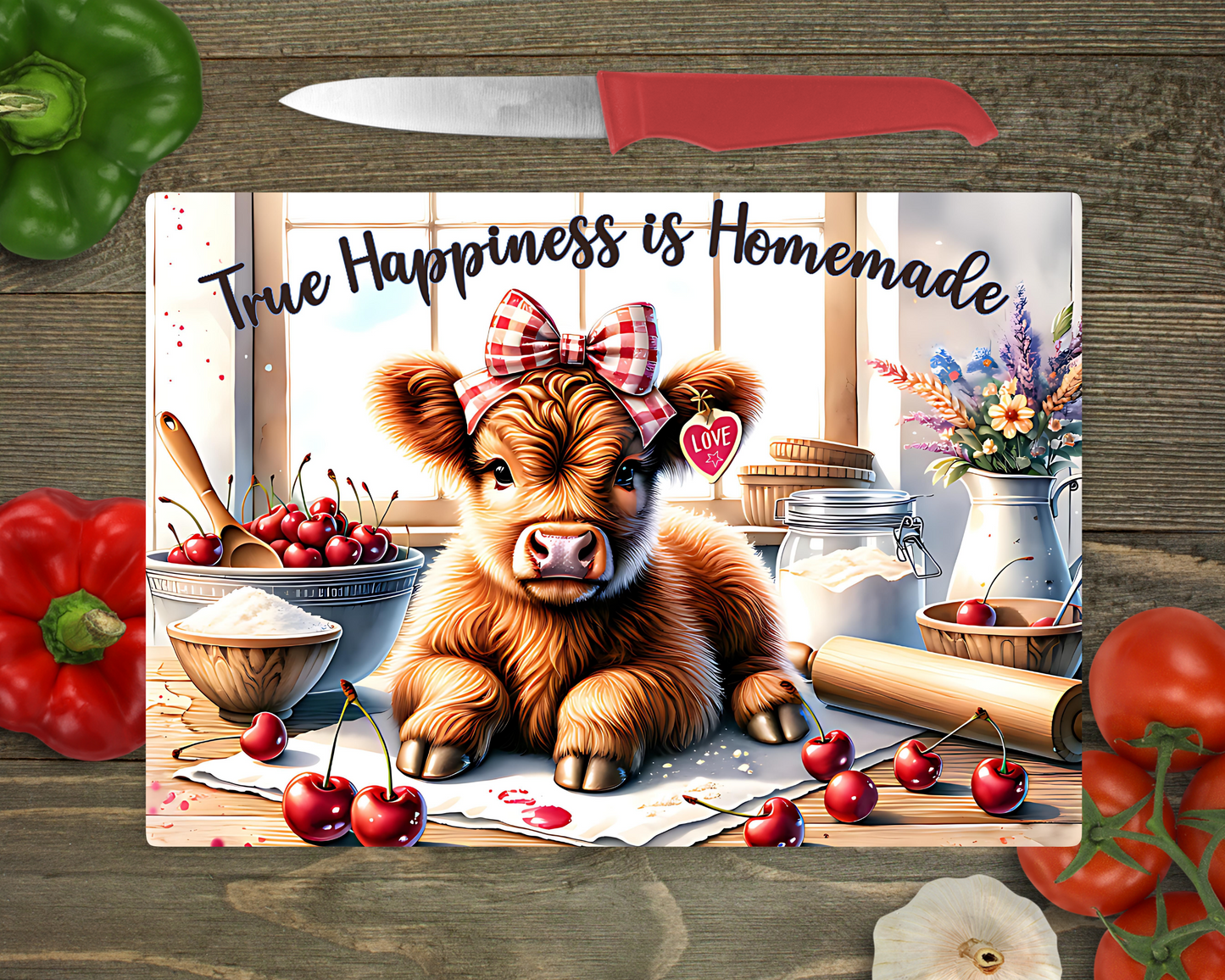 Highland Cow Rectangle Glass Cutting Board