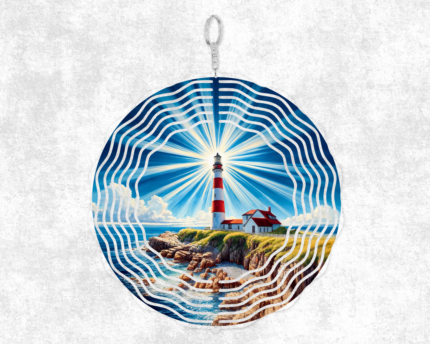 Lighthouse w/ Blue Sky 8" Wind Spinner