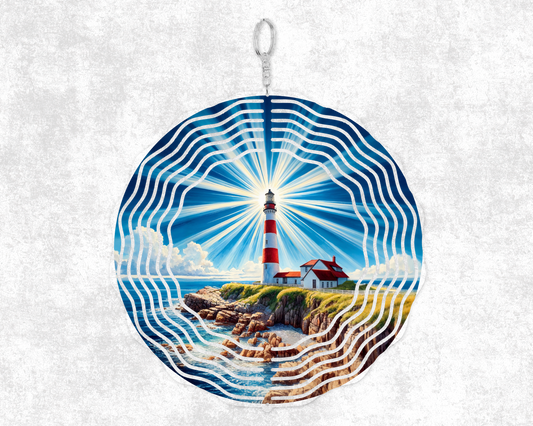 Lighthouse w/ Blue Sky 8" Wind Spinner