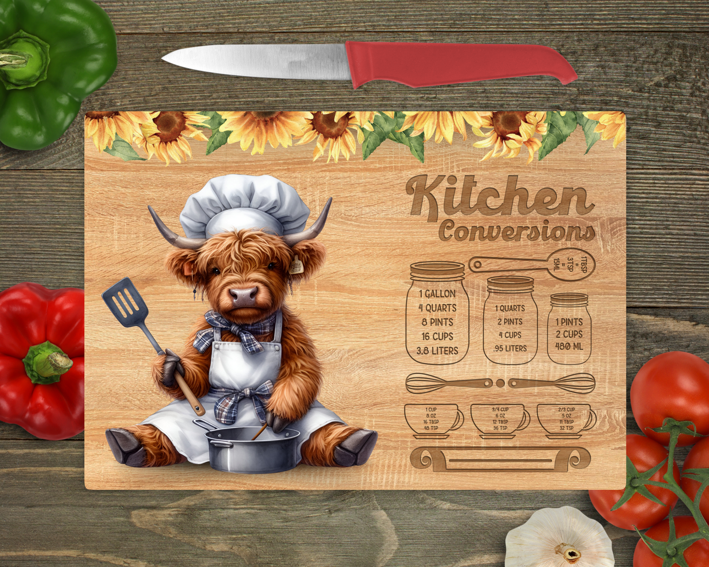 Kitchen Conversions with Animals Rectangle Glass Cutting Board