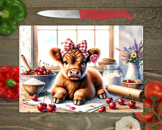 Highland Cow Rectangle Glass Cutting Board