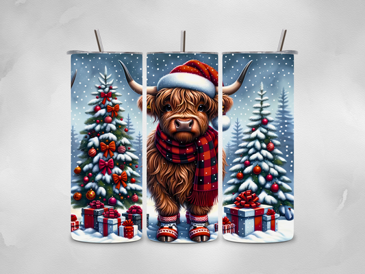 Red Highland Cow (Winter) Tumbler