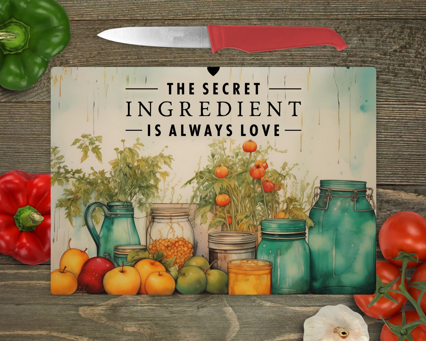 The Secret Ingredient is Always Love Rectangle Cutting Board