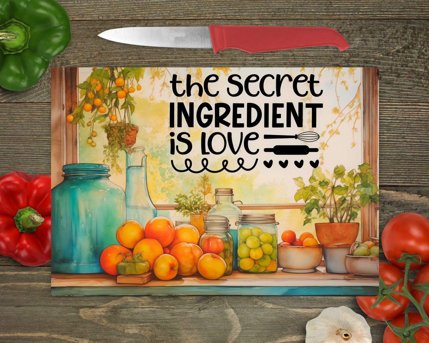 The Secret Ingredient is Always Love Rectangle Cutting Board