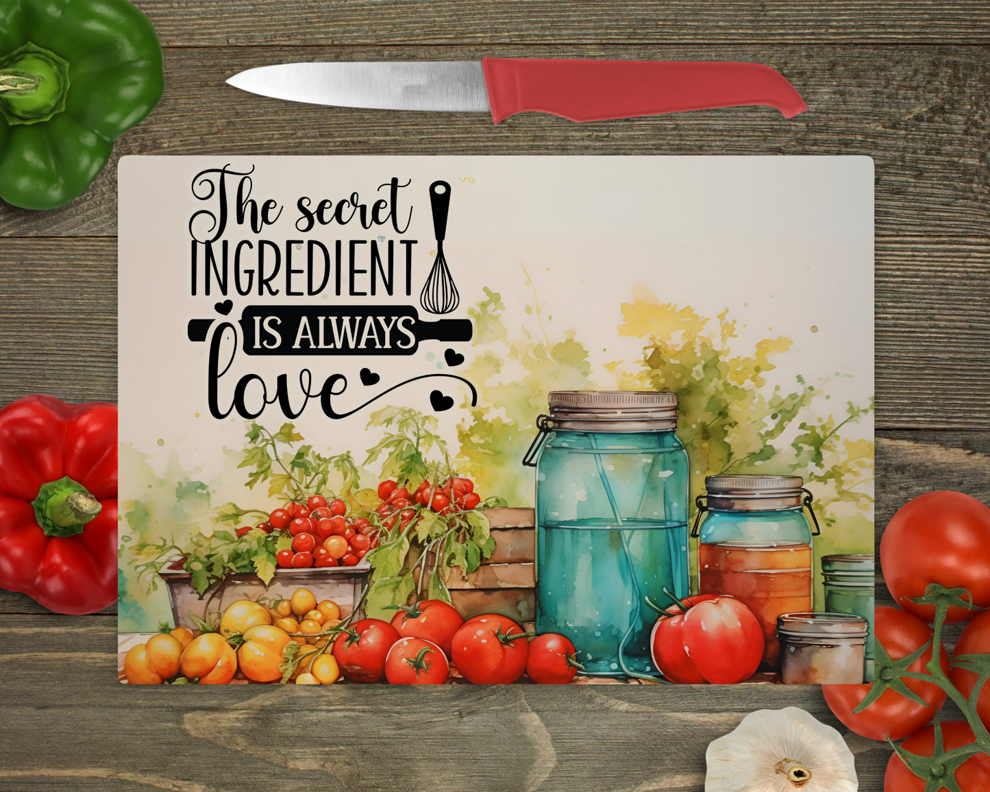 The Secret Ingredient is Always Love Rectangle Cutting Board