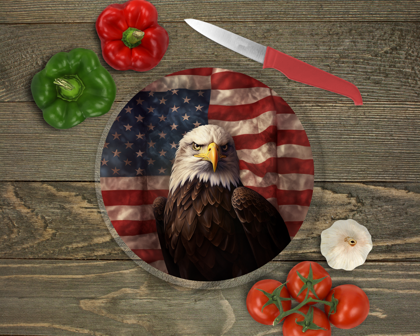 American Flag & Eagle Glass Cutting Board