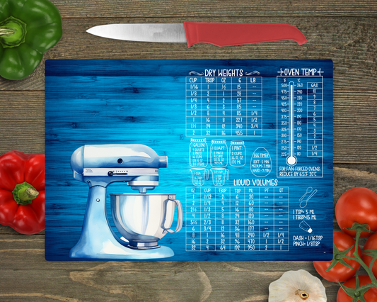Kitchen Measurements with Mixer Rectangle Glass Cutting Board