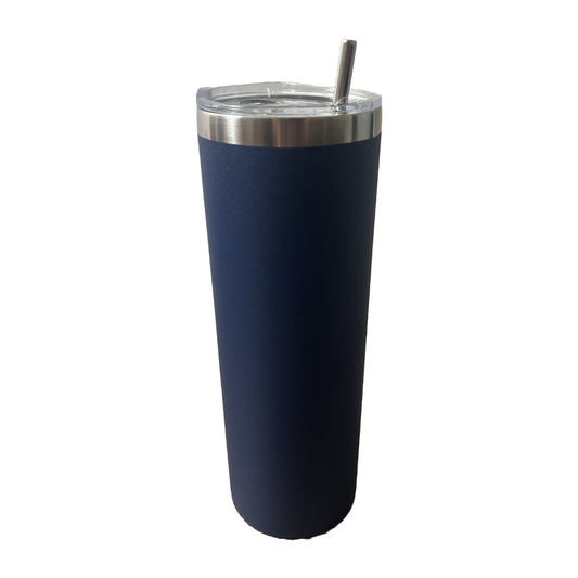Navy Blue Silver Plated 20oz Skinny Tumbler