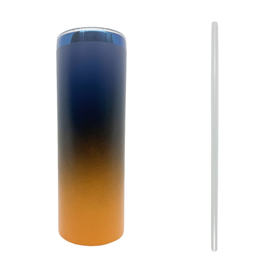 Orange Ombre Blue Plated 20oz Skinny Tumbler