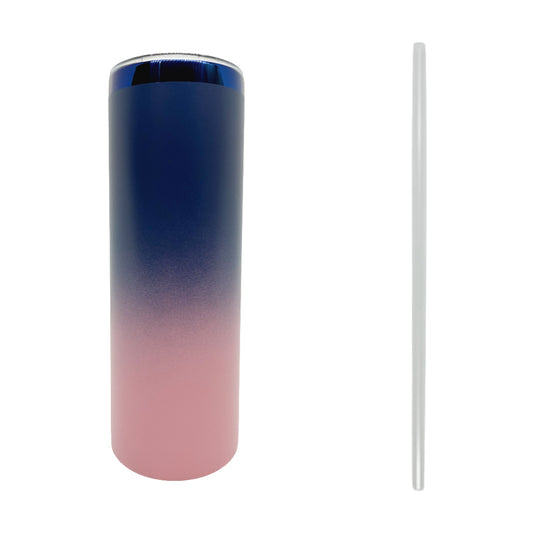 Pink Ombre Blue Plated 20oz Skinny Tumbler
