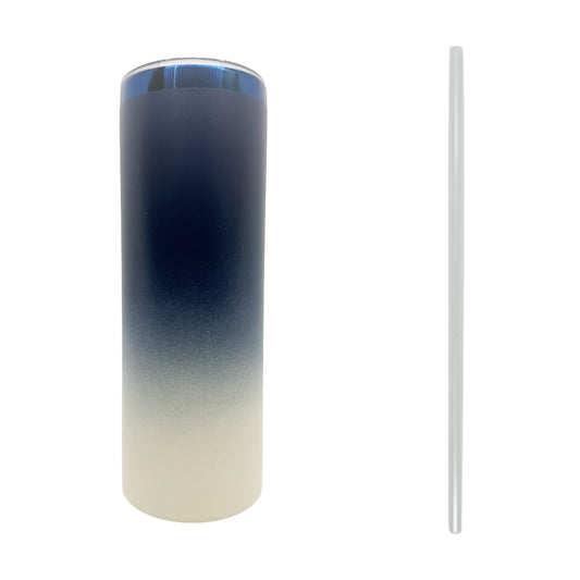 White Ombre Blue Plated 20oz Skinny Tumbler