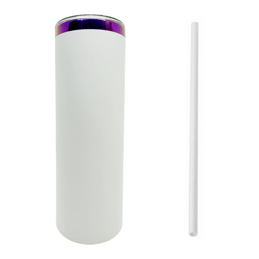White Purple Plated 20oz Skinny Tumbler