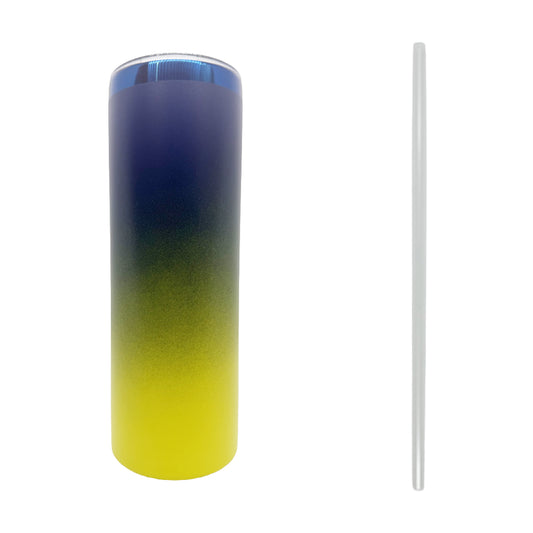 Yellow Ombre Blue Plated 20oz Skinny Tumbler