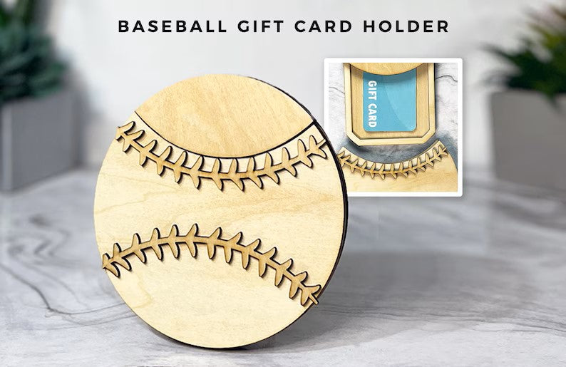 Baseball Wooden Gift Card Holder